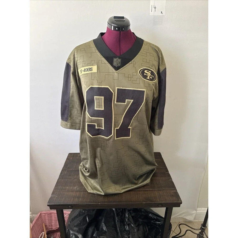 Nike 49ers Nick Bosa #97 Salute to Service On Field Jersey Size L Olive Camo